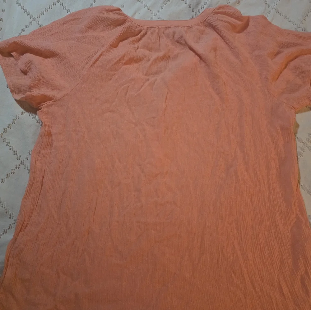 Michael Kors Coral Short-Sleeve Henley Blouse